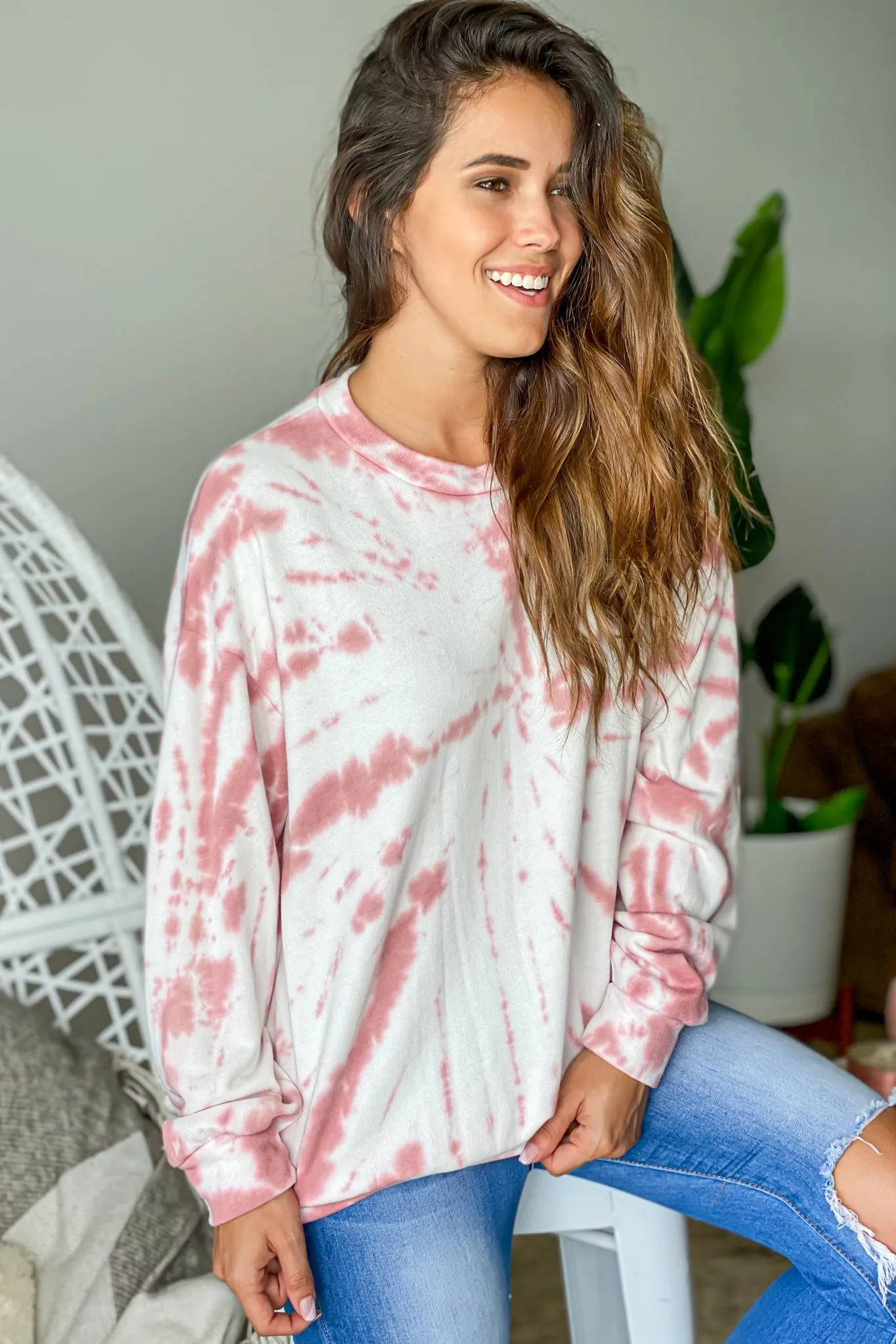 Mauve Tie Dye Swirl Top