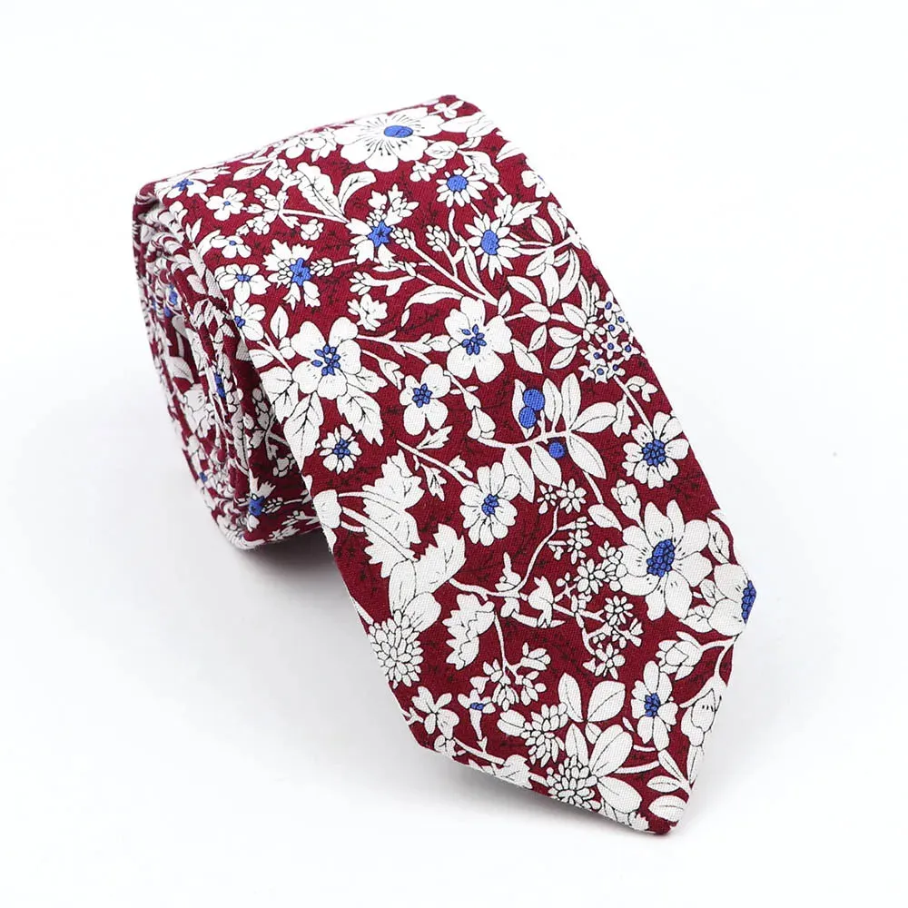 Melrose Floral Cotton Tie, Red / White / Blue