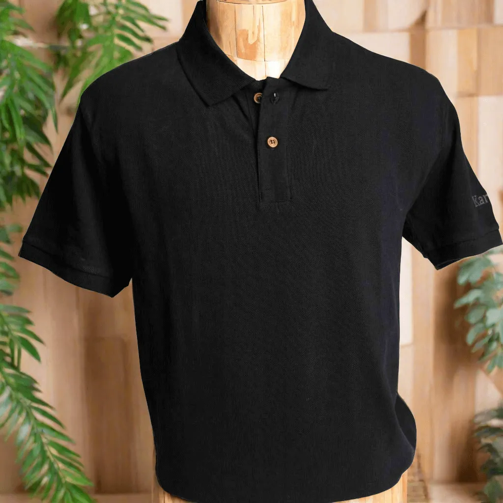 Mens Cotton Polo Shirts - Eco-Friendly Polo Top - Black