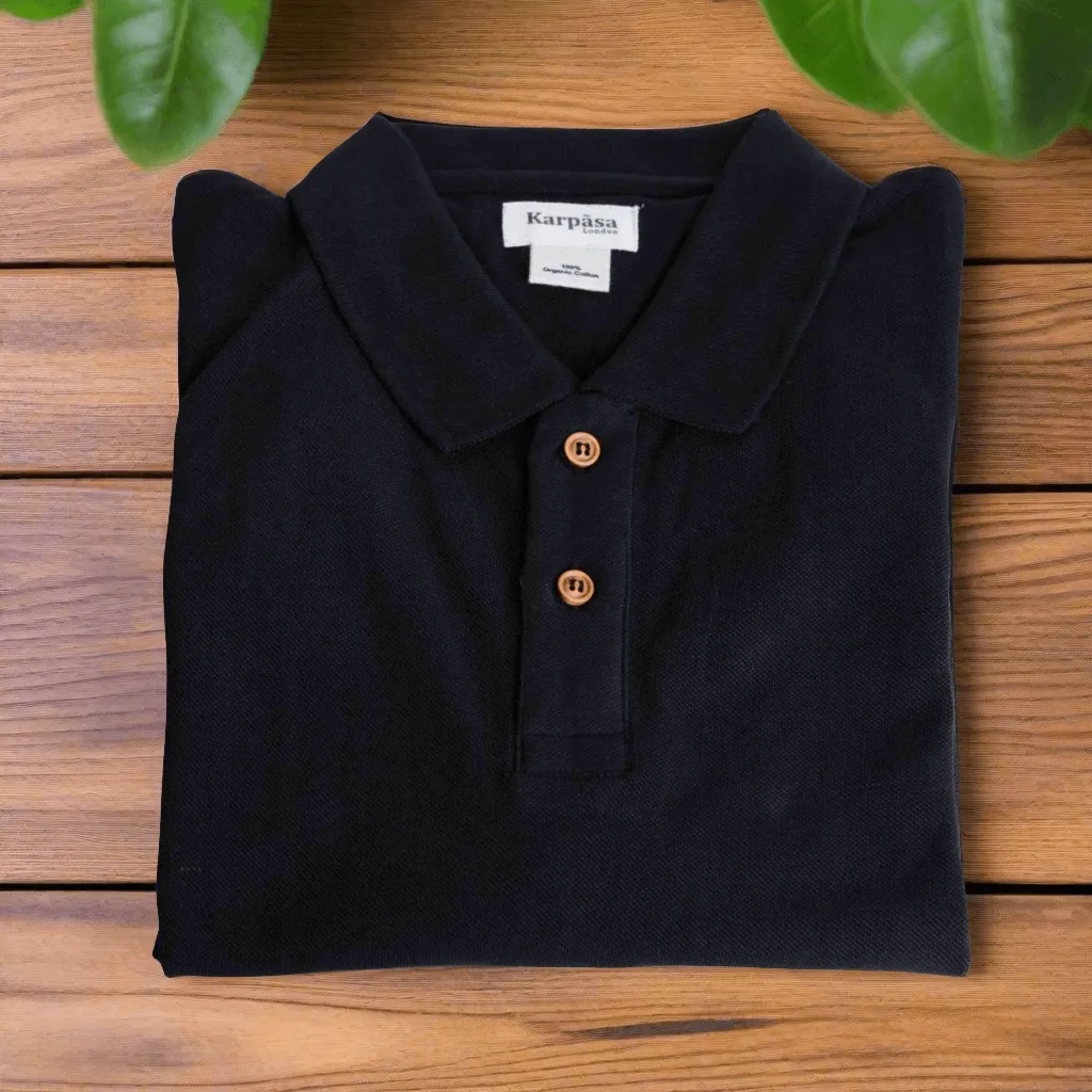 Mens Cotton Polo Shirts - Eco-Friendly Polo Top - Black