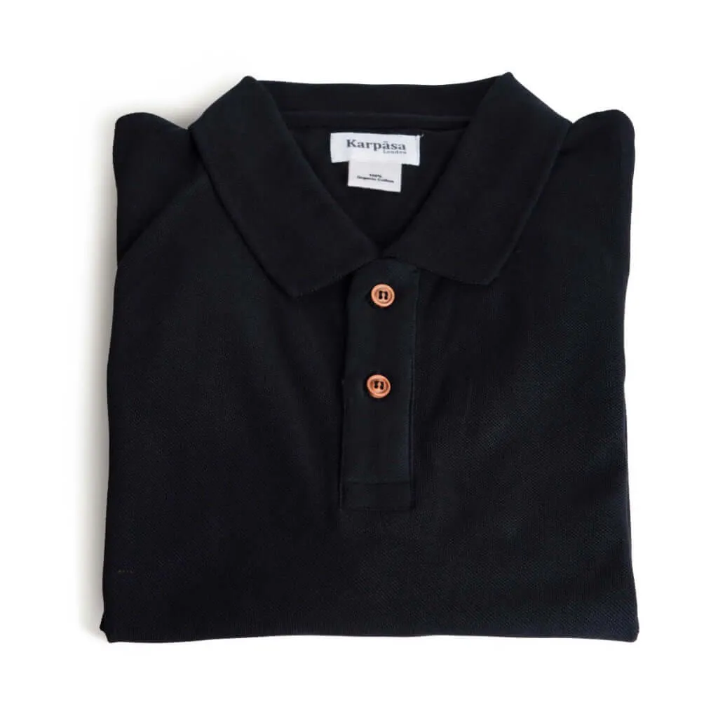 Mens Cotton Polo Shirts - Eco-Friendly Polo Top - Black