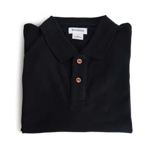 Mens Cotton Polo Shirts - Eco-Friendly Polo Top - Black