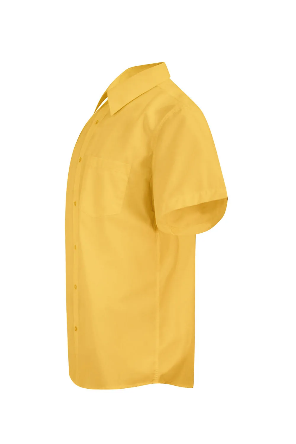 Men's Regular Fit Short Sleeve Solid Color Dress Shirts (Yellow)