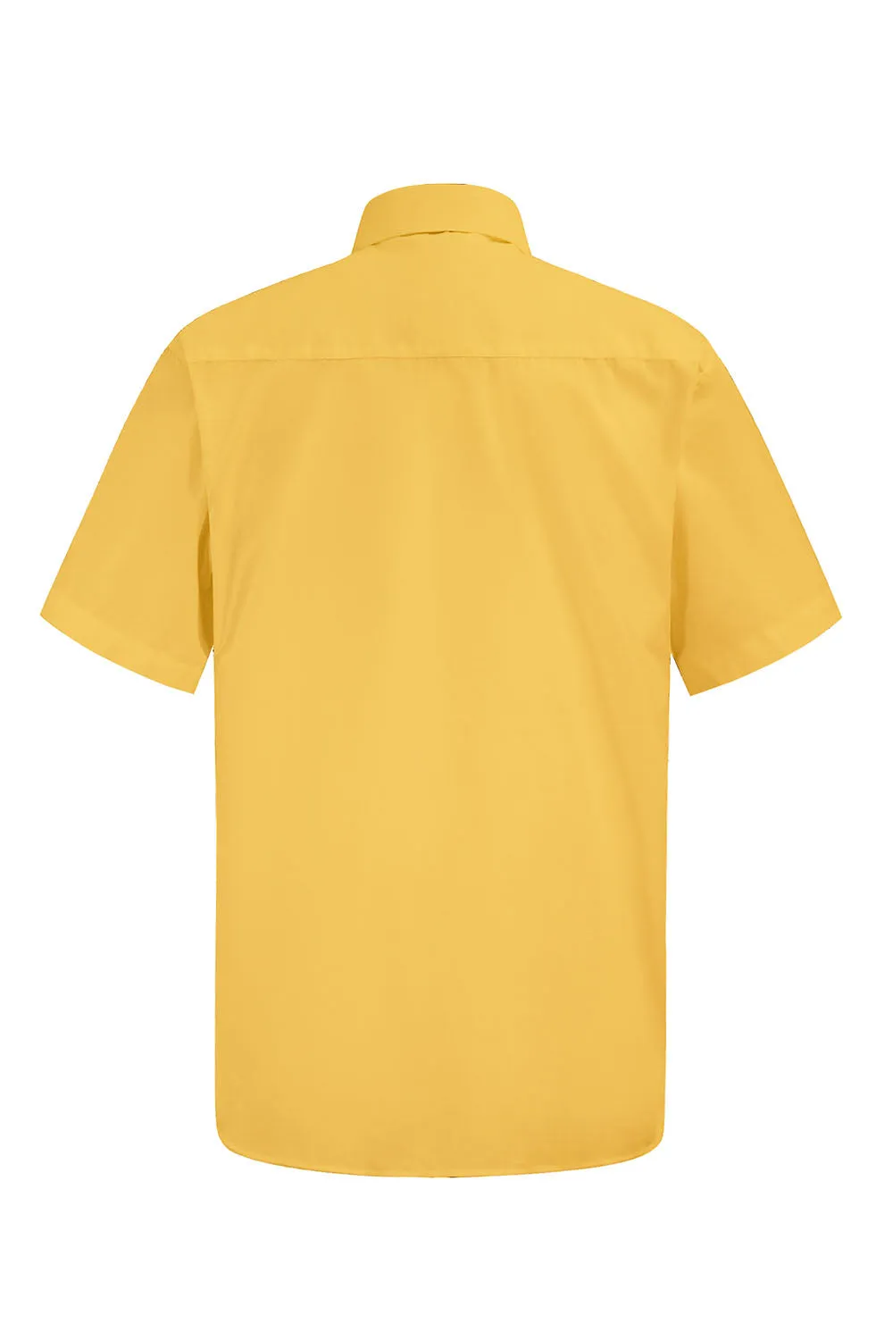 Men's Regular Fit Short Sleeve Solid Color Dress Shirts (Yellow)