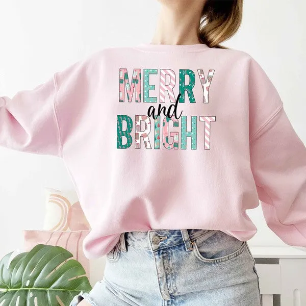 MERRY BRIGHT CHRISTMAS GRAPHIC SWEATSHIRT