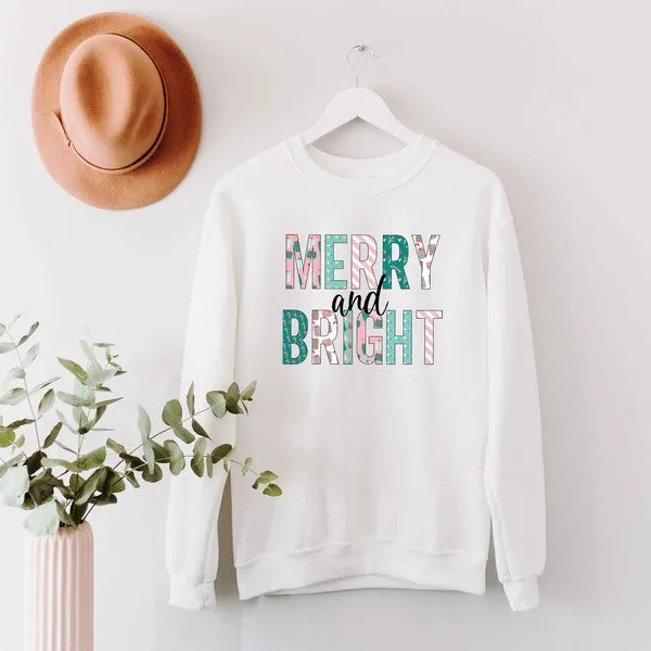 MERRY BRIGHT CHRISTMAS GRAPHIC SWEATSHIRT