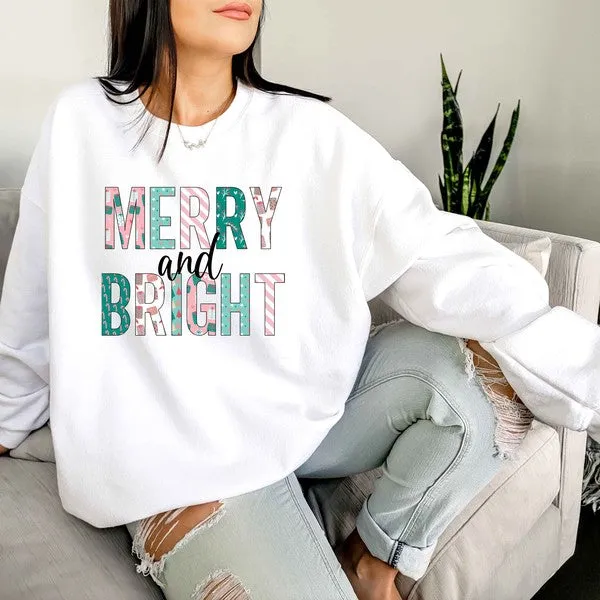 MERRY BRIGHT CHRISTMAS GRAPHIC SWEATSHIRT