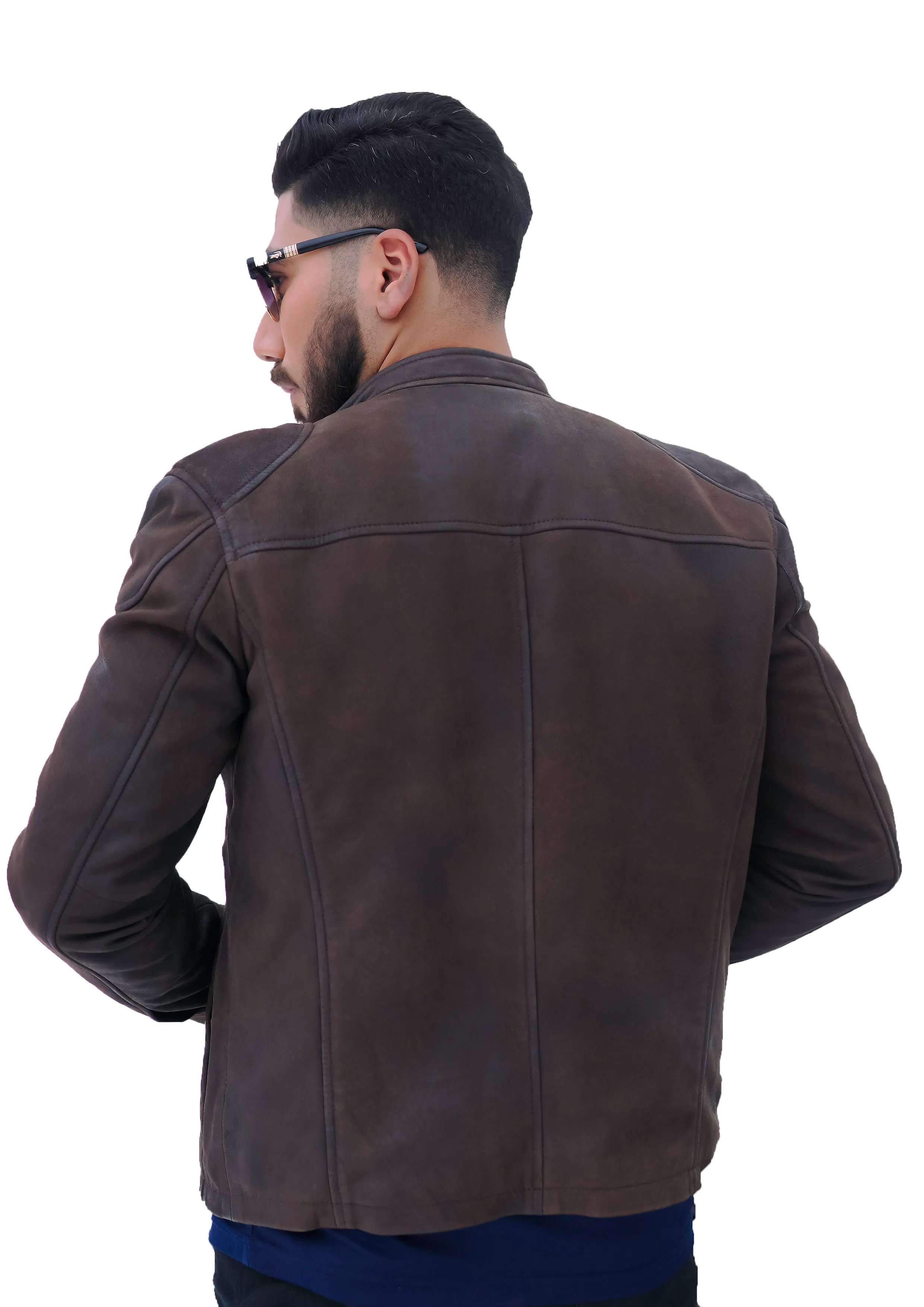 NEW MENS CHOCO BROWN REAL LAMBSKIN PREMIUM LEATHER JACKET