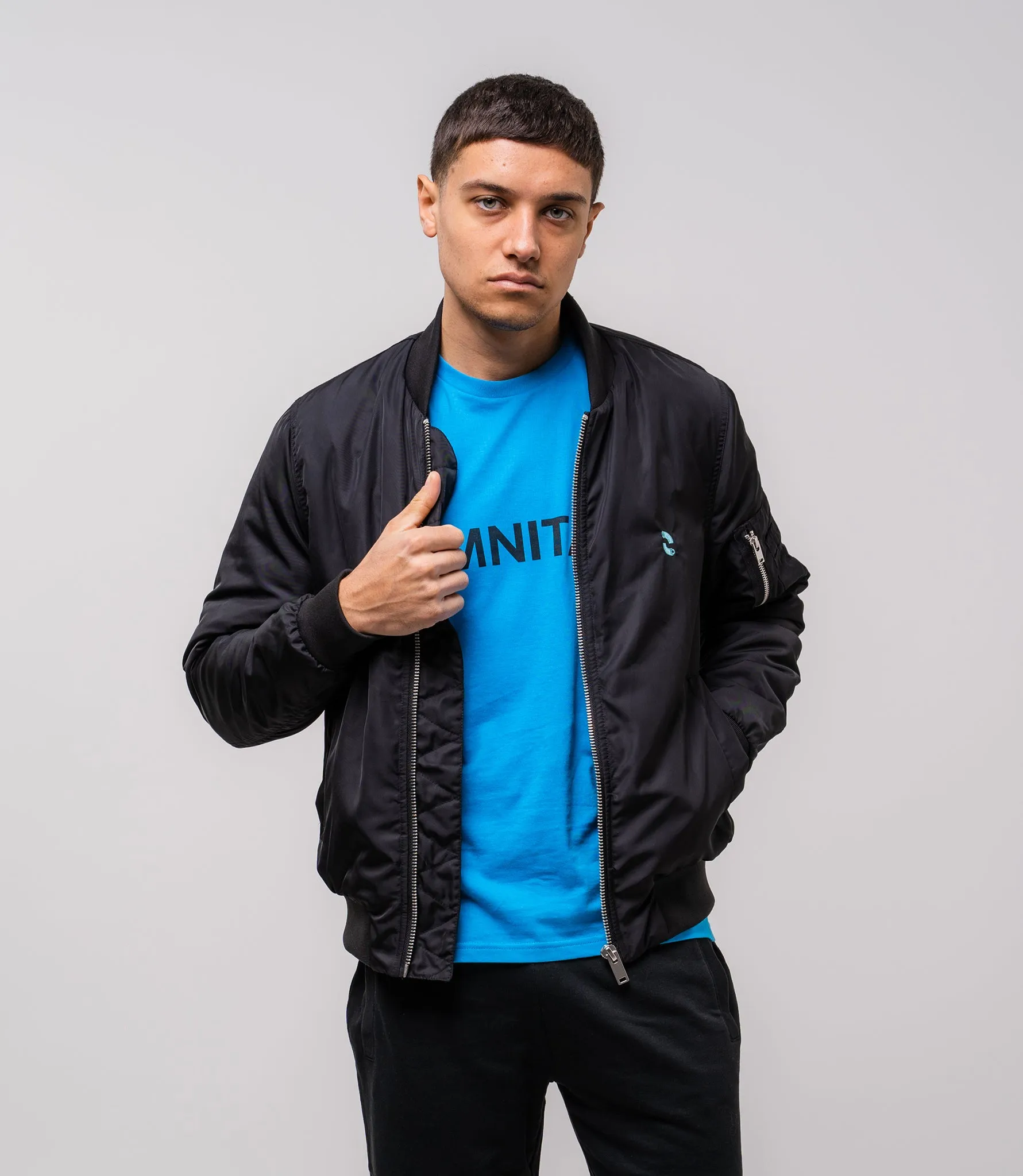 Omnitau Men's Hybrid Recycled Bomber Jacket - Black