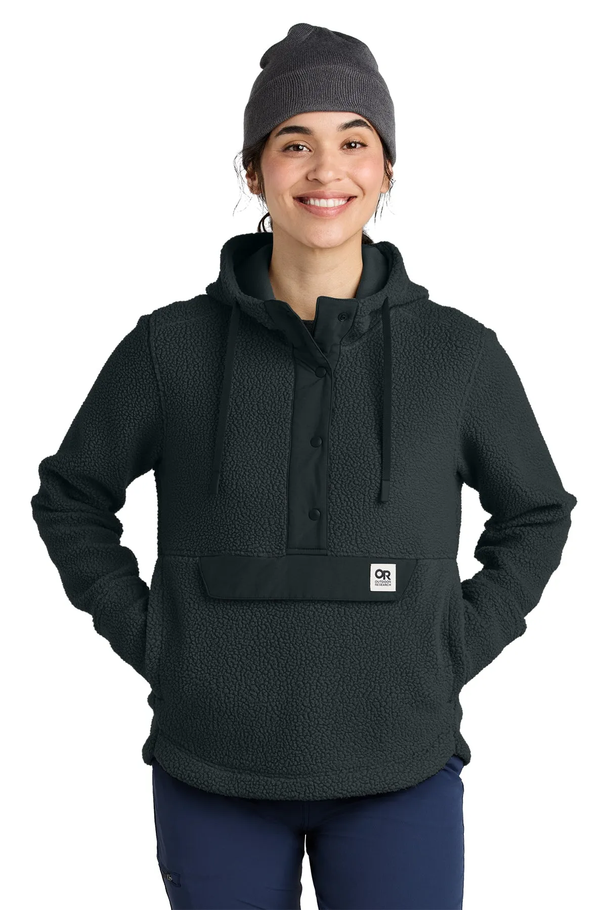 Outdoor Research Womens Packwood Fleece Pullover Custom Hoodies, Black