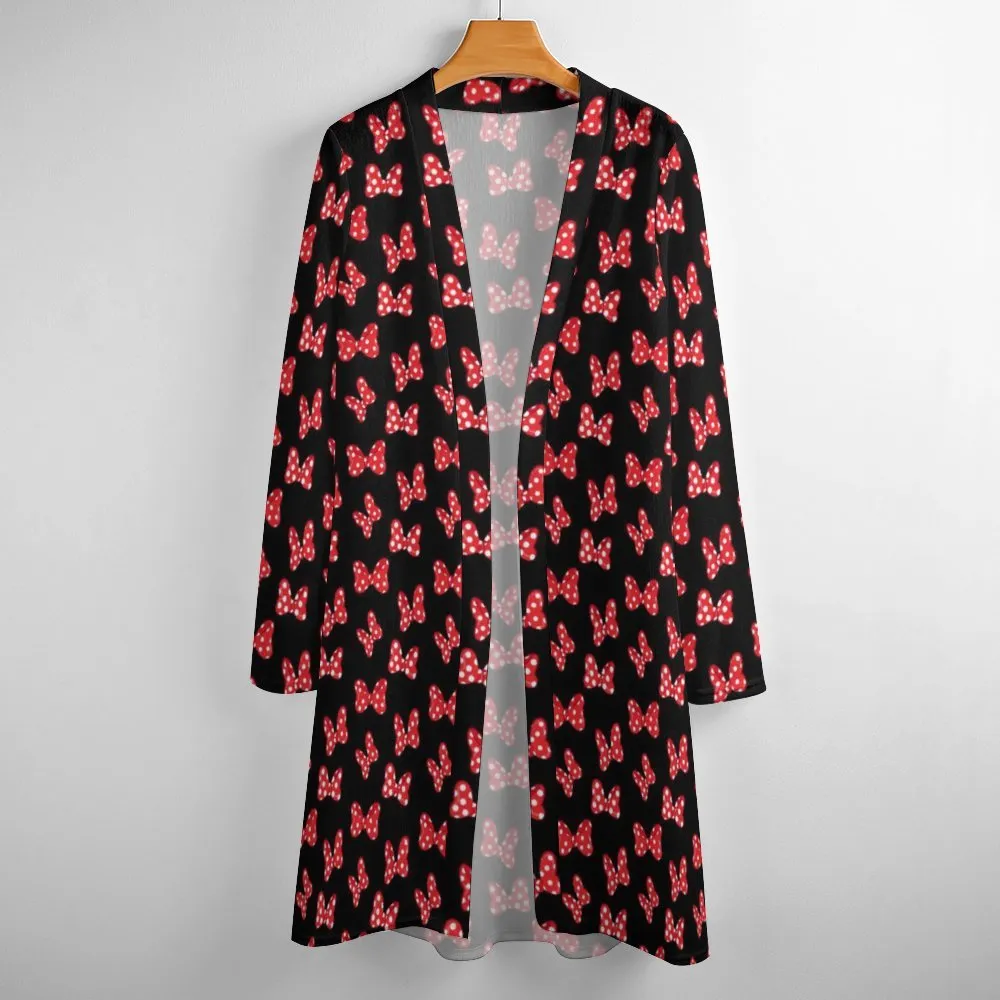 Polka Dot Bows Women's Mid-Length Cardigan