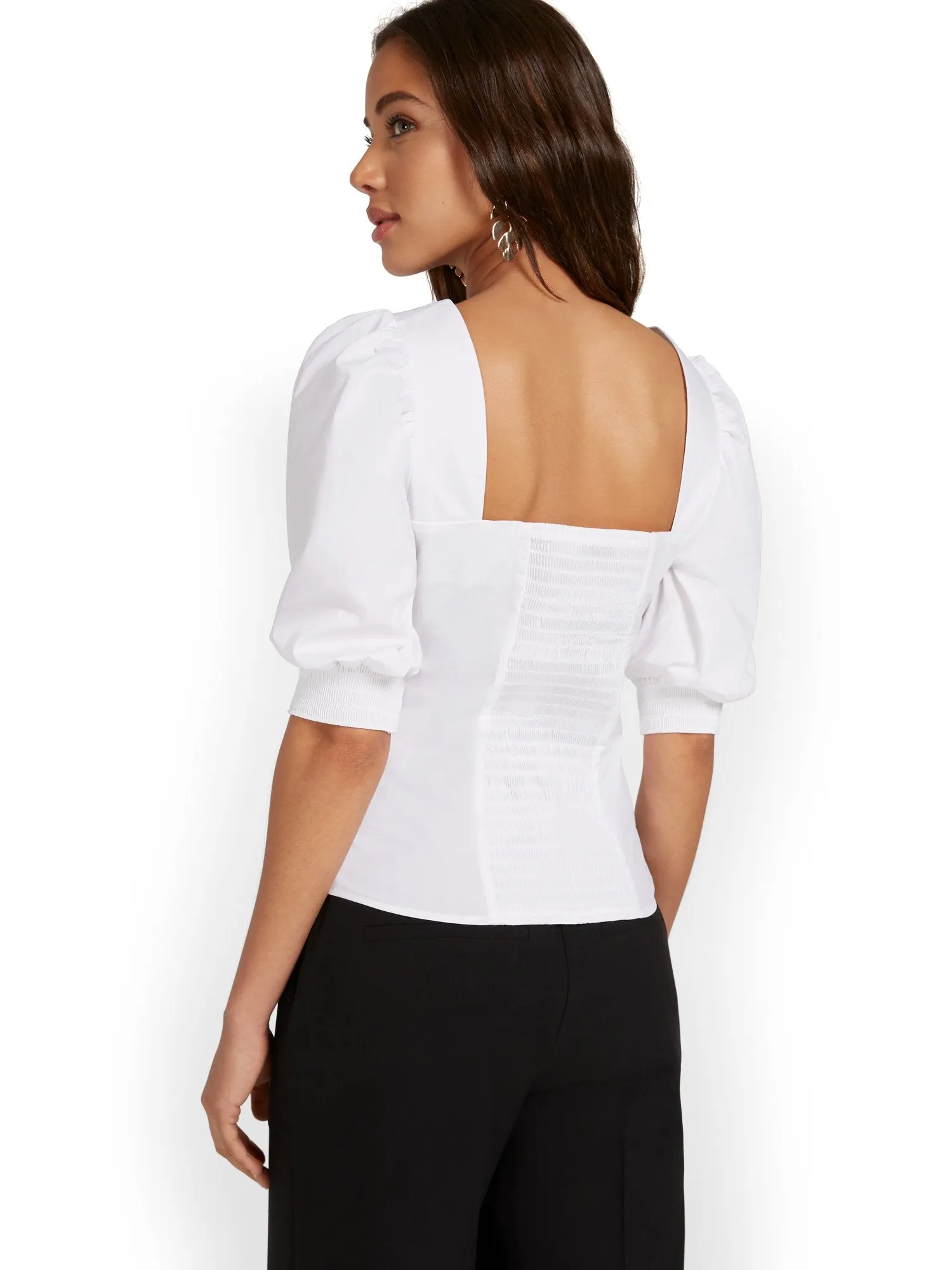 Puff-Sleeve Poplin Shirt