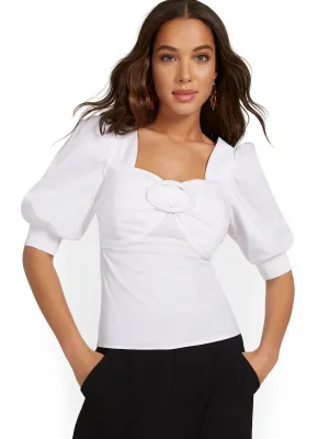 Puff-Sleeve Poplin Shirt