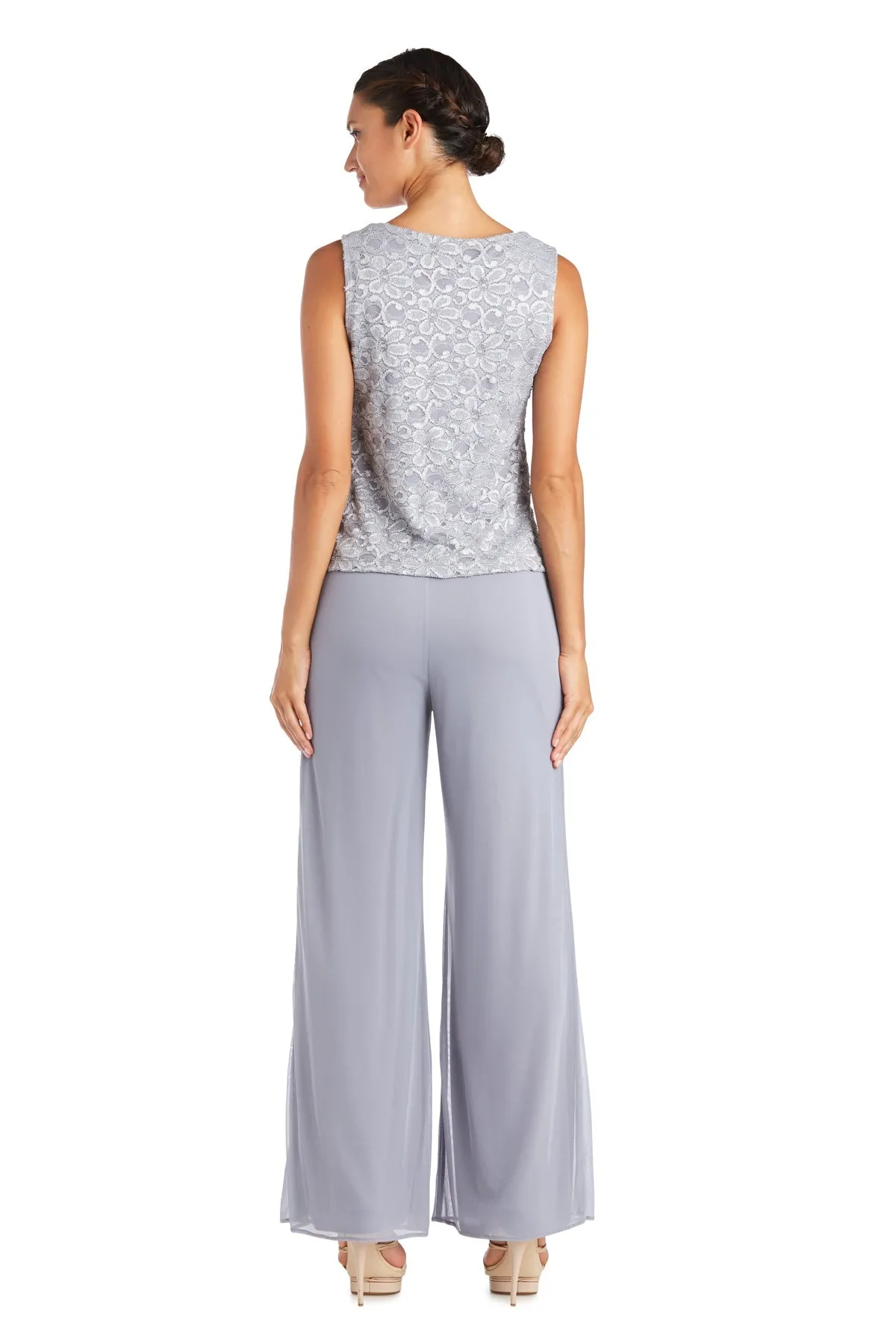 R&M Richards Women's Beaded Neck 3 Piece Long Pant Set