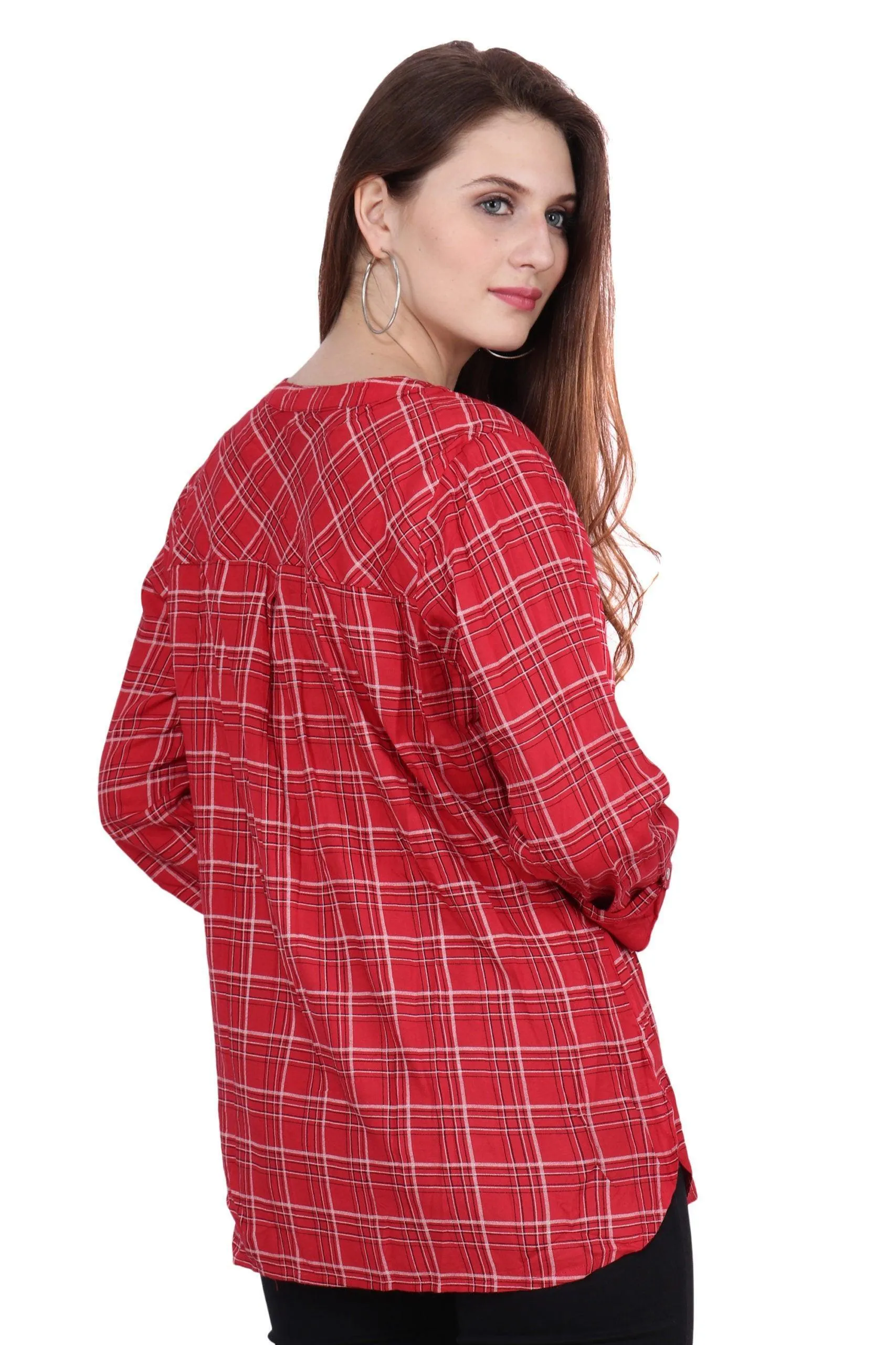 Red Checked Woven Top