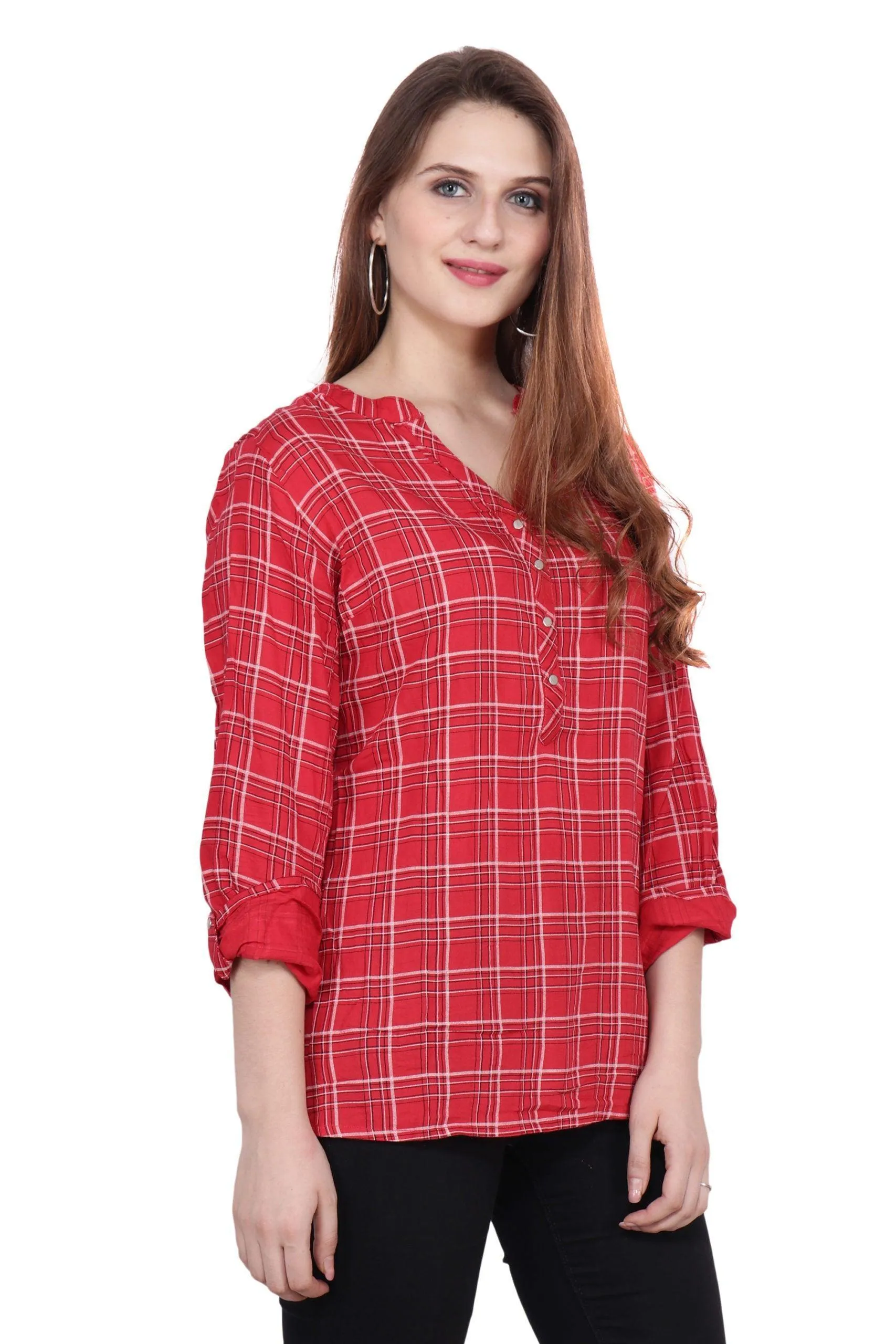 Red Checked Woven Top