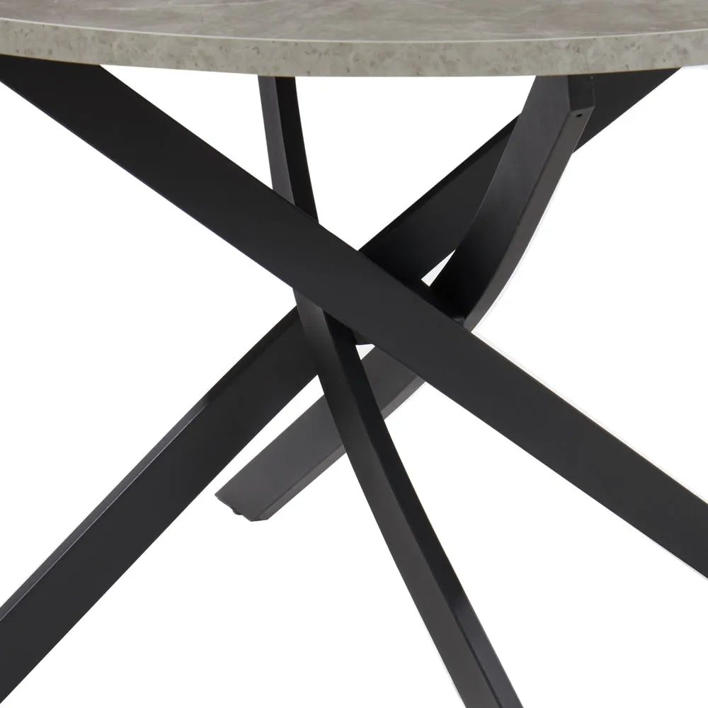 Rocco Concrete Effect Dining Table & 6 Sierra Chairs, Black with Silver Legs