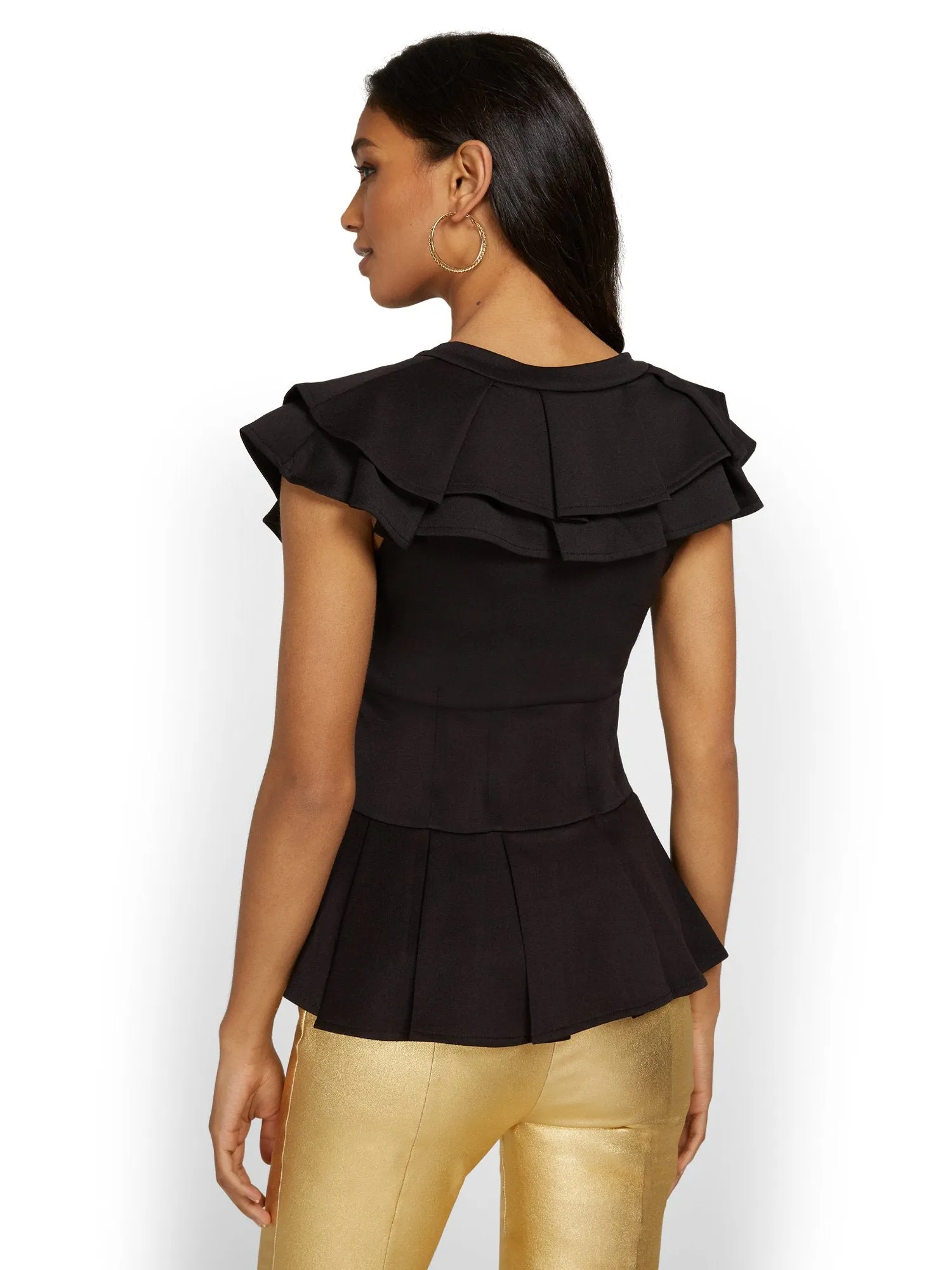 Ruffle-Neck Peplum Top