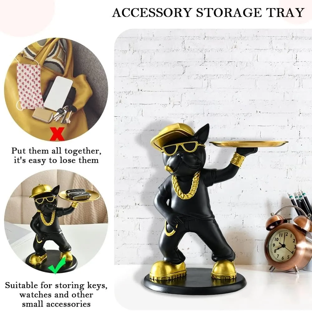 SATYAM KRAFT 1 Pc Dog Showpiece for Home Decorative Scluputre Bull Dog Statue for Home Decor, Figurines for Home Kitchen Table Decor, Gifting,Office Items(Black-Gold)