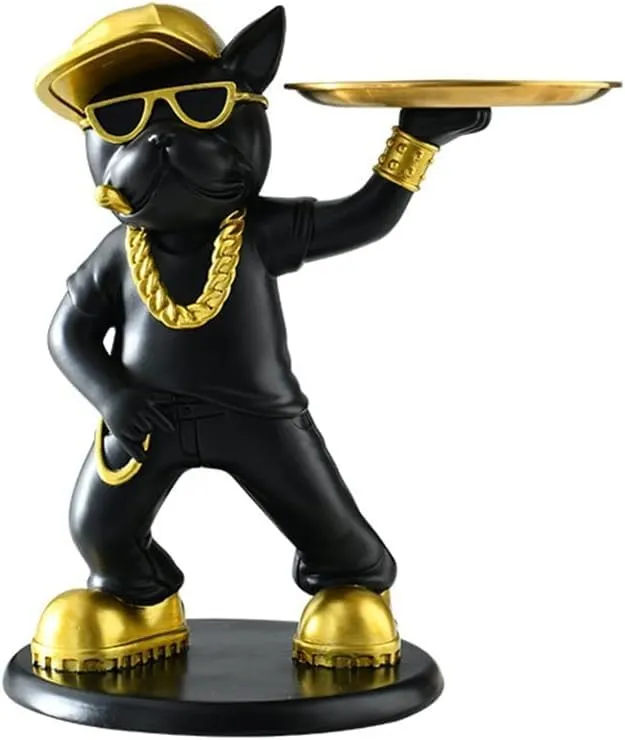 SATYAM KRAFT 1 Pc Dog Showpiece for Home Decorative Scluputre Bull Dog Statue for Home Decor, Figurines for Home Kitchen Table Decor, Gifting,Office Items(Black-Gold)