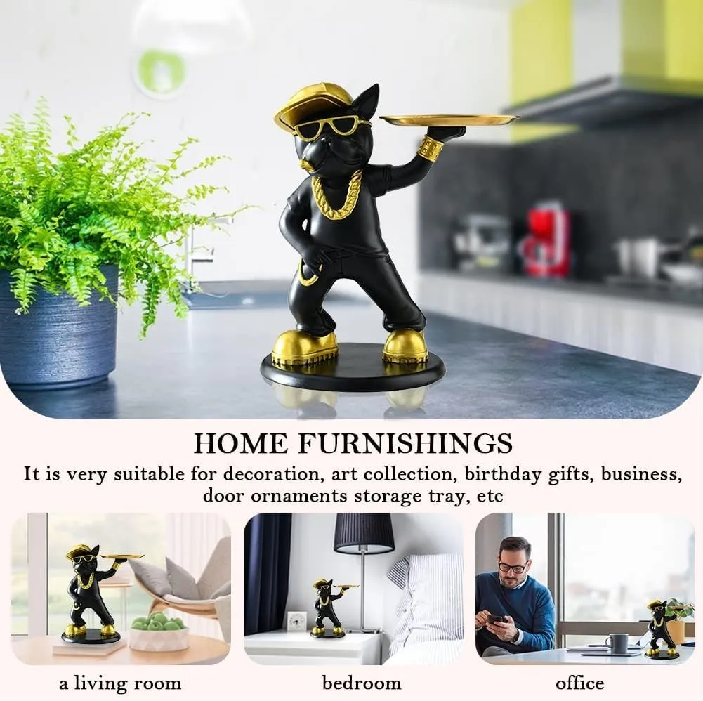 SATYAM KRAFT 1 Pc Dog Showpiece for Home Decorative Scluputre Bull Dog Statue for Home Decor, Figurines for Home Kitchen Table Decor, Gifting,Office Items(Black-Gold)