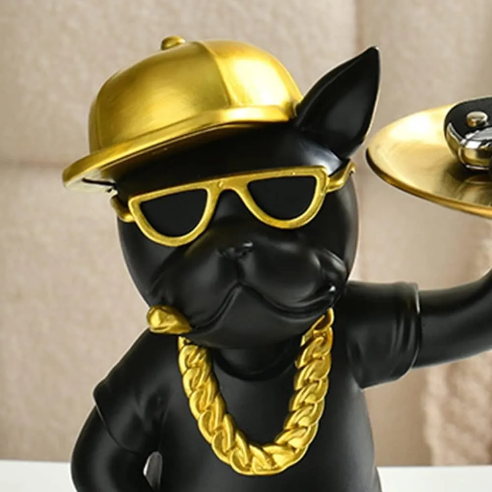 SATYAM KRAFT 1 Pc Dog Showpiece for Home Decorative Scluputre Bull Dog Statue for Home Decor, Figurines for Home Kitchen Table Decor, Gifting,Office Items(Black-Gold)