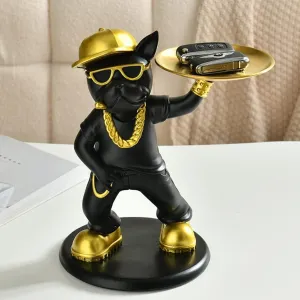 SATYAM KRAFT 1 Pc Dog Showpiece for Home Decorative Scluputre Bull Dog Statue for Home Decor, Figurines for Home Kitchen Table Decor, Gifting,Office Items(Black-Gold)