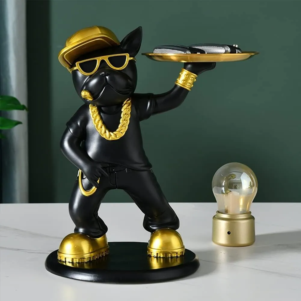 SATYAM KRAFT 1 Pc Dog Showpiece for Home Decorative Scluputre Bull Dog Statue for Home Decor, Figurines for Home Kitchen Table Decor, Gifting,Office Items(Black-Gold)