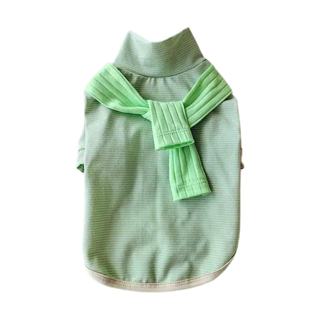 Striped Tee with Scarf - Green