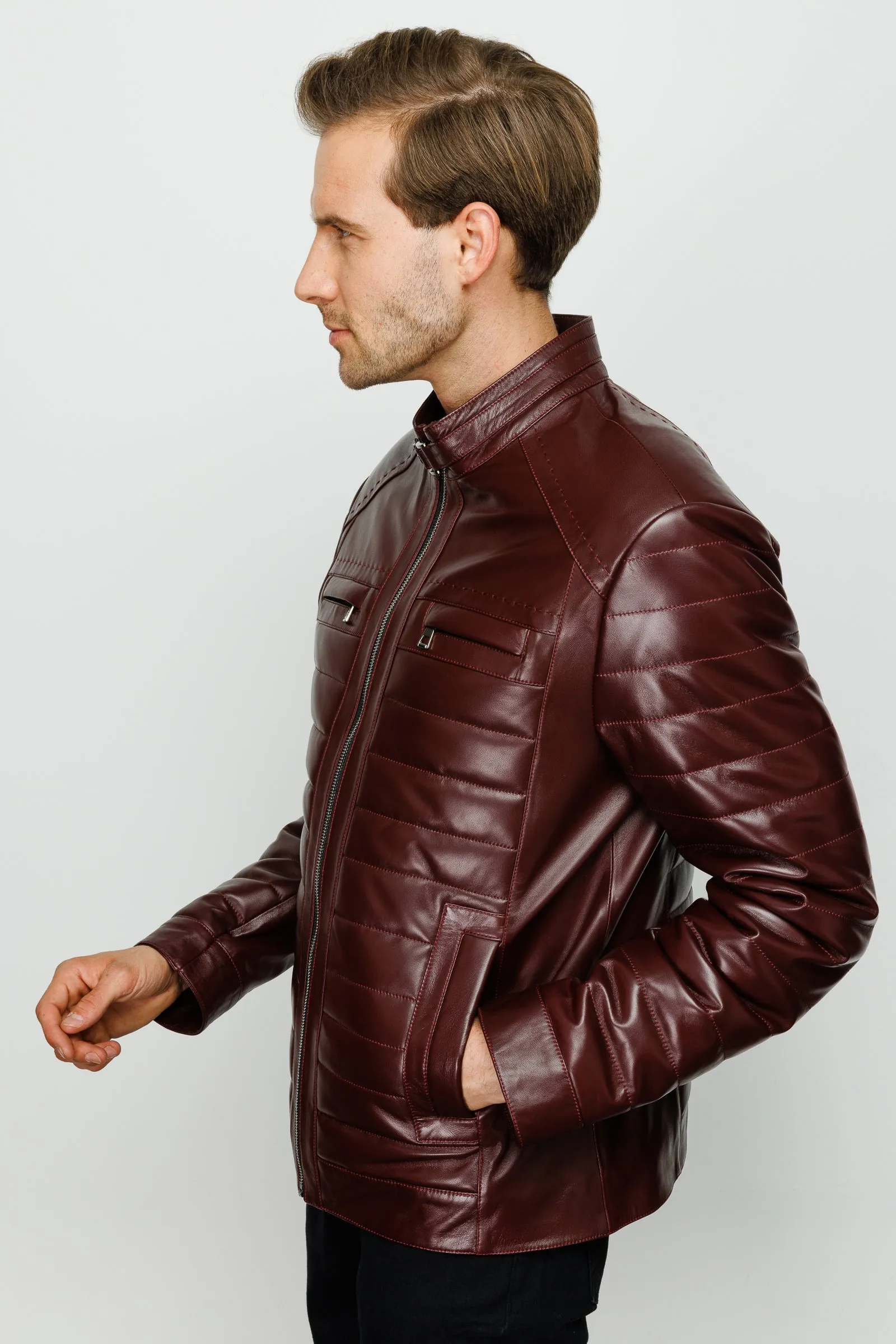 The Wilkerson Burgundy Leather Men Jacket