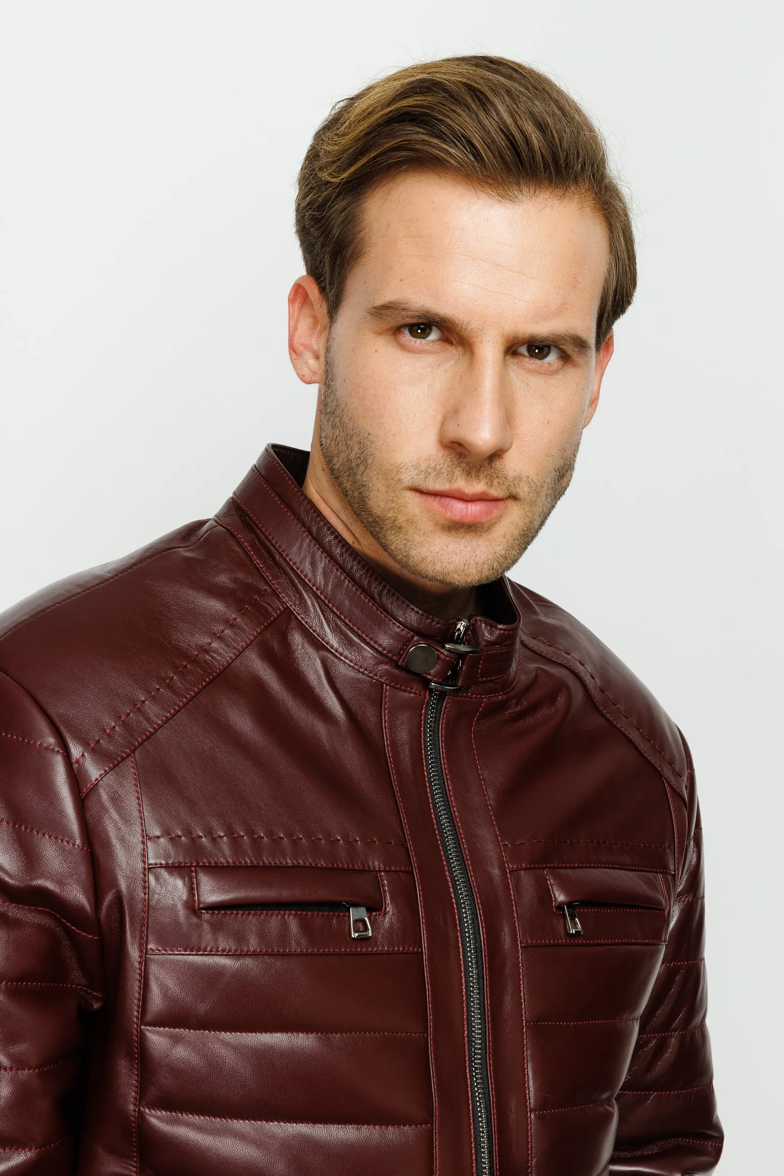 The Wilkerson Burgundy Leather Men Jacket