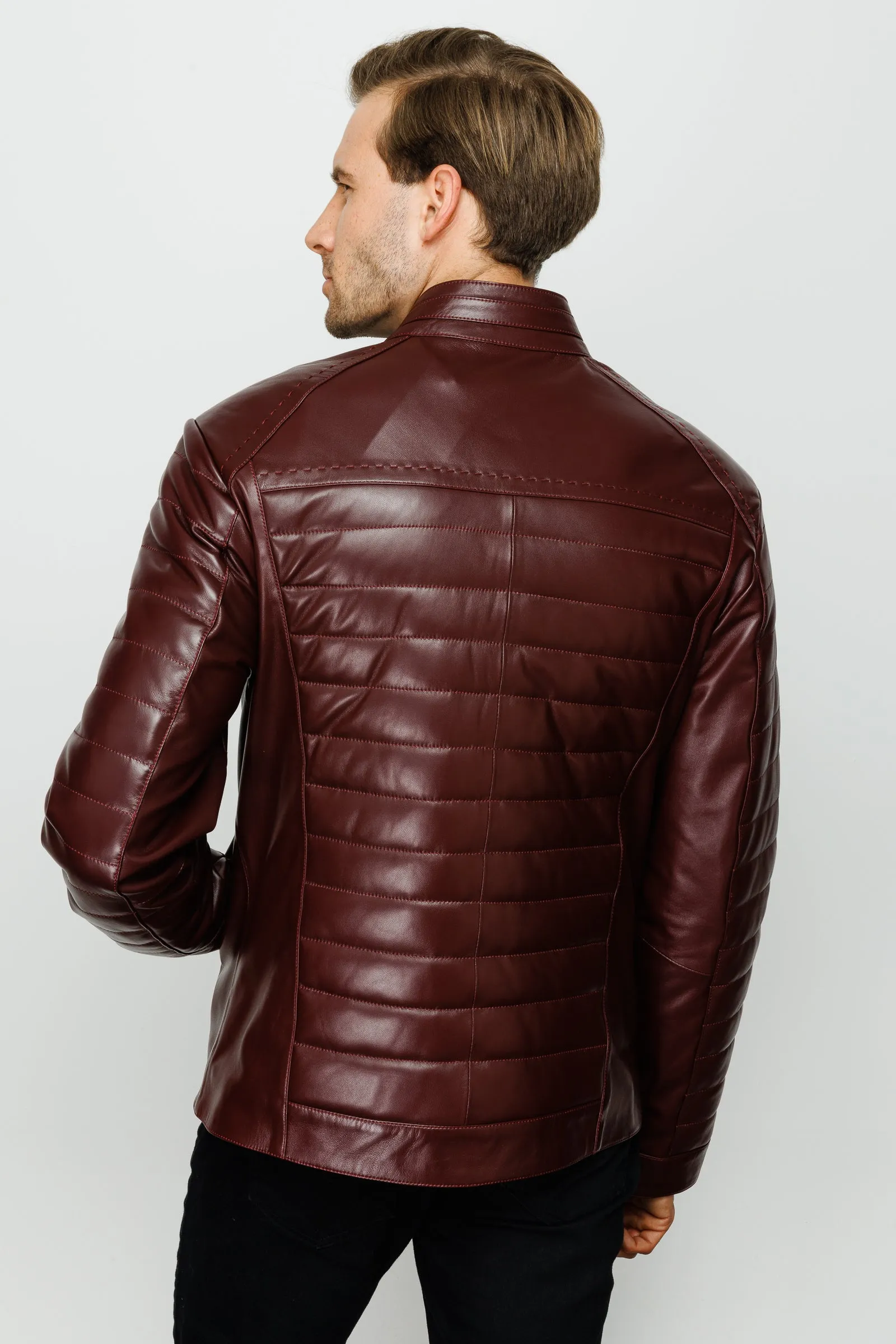 The Wilkerson Burgundy Leather Men Jacket